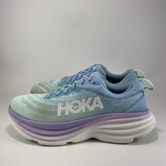 Hoka One One Bondi 8 Running Shoes Womens Size 9.5 B Airy Blue Purple Athletic - Picture 3 of 9